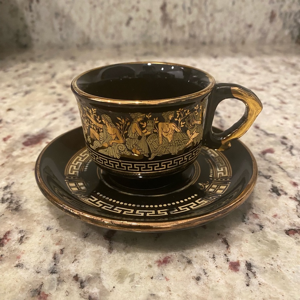 Vintage Fakiolas Teacups with Saucer Handmade With 24K Gold